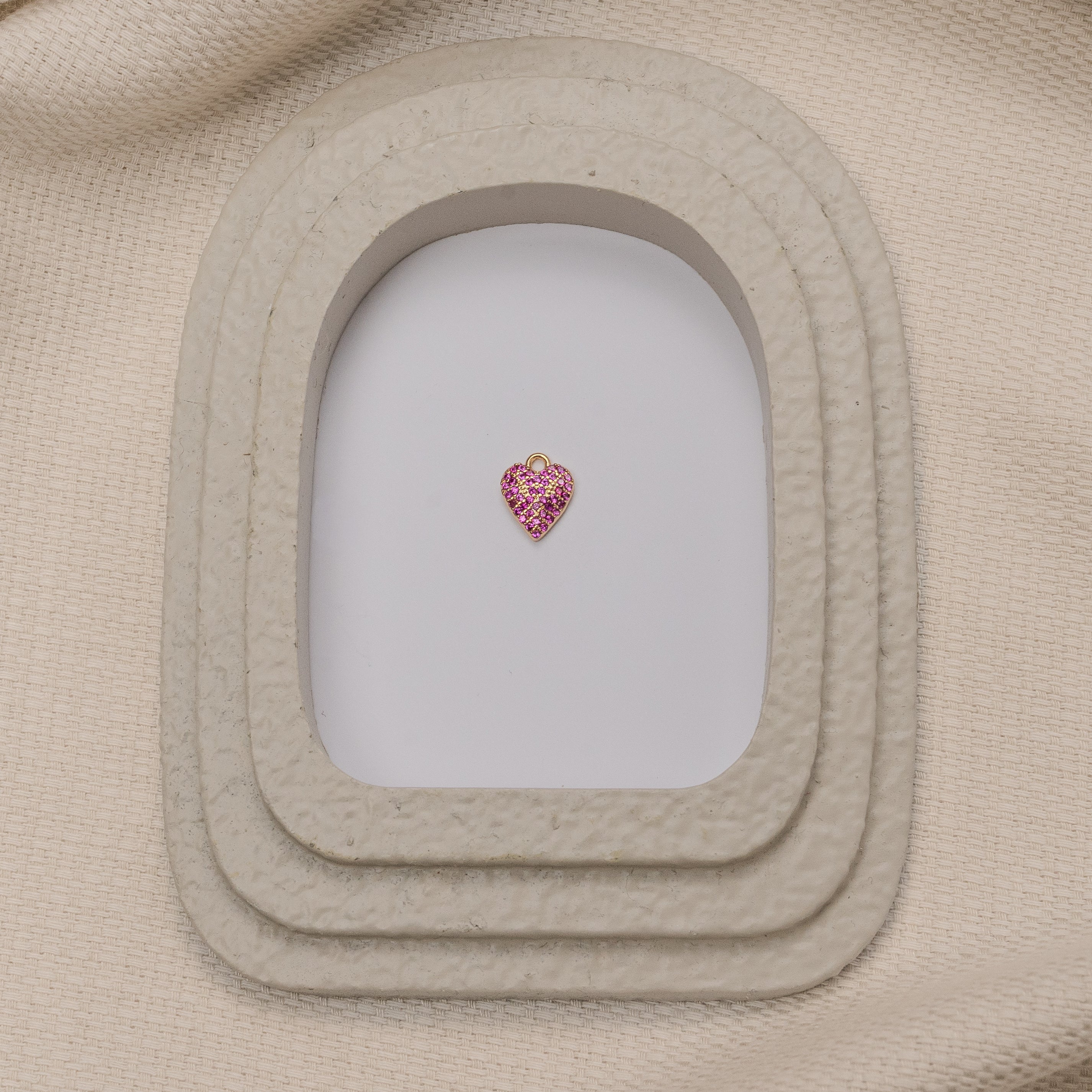 CHARM COEUR STRASS ROSE