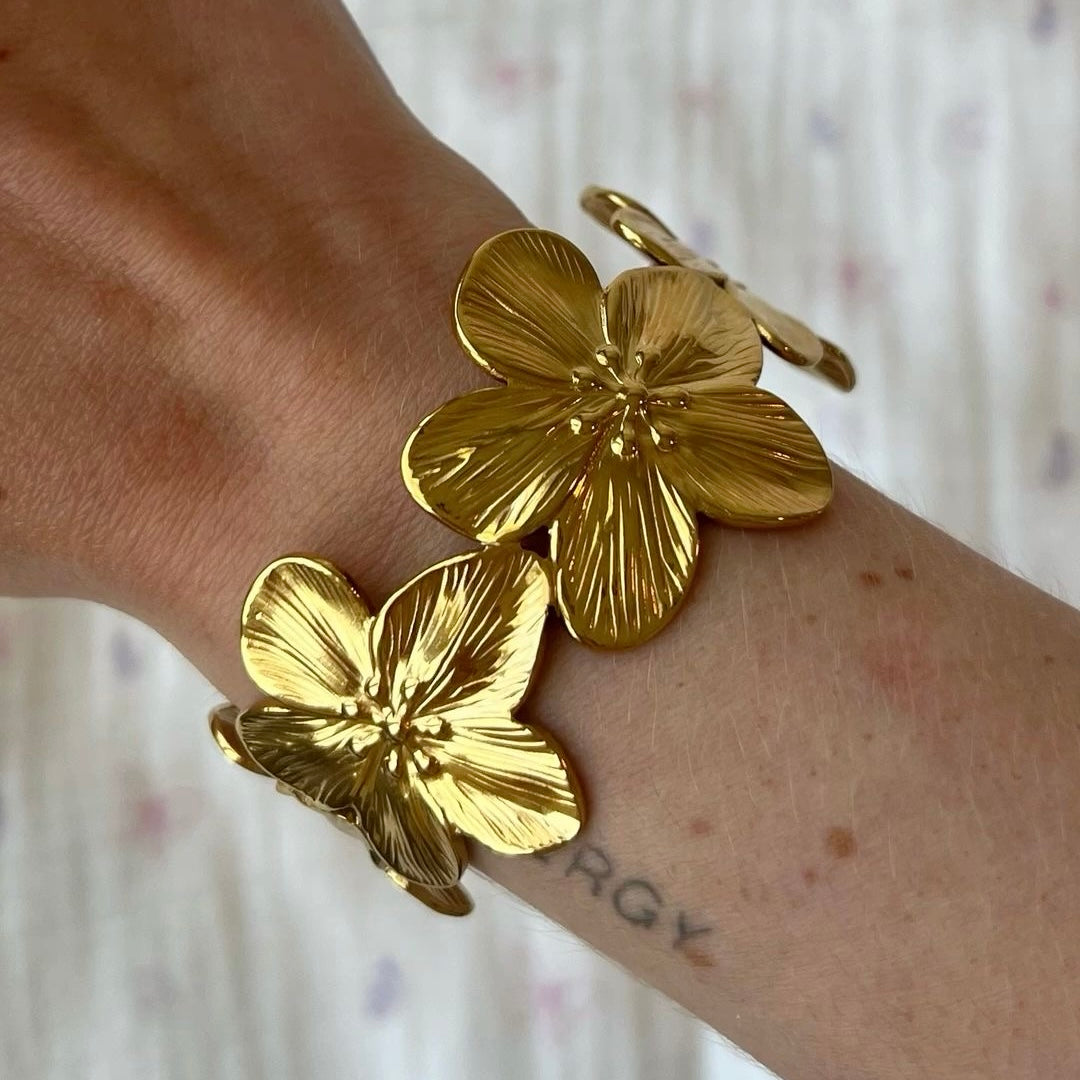 ÉLODIE I Bracelet Manchette Fleurie