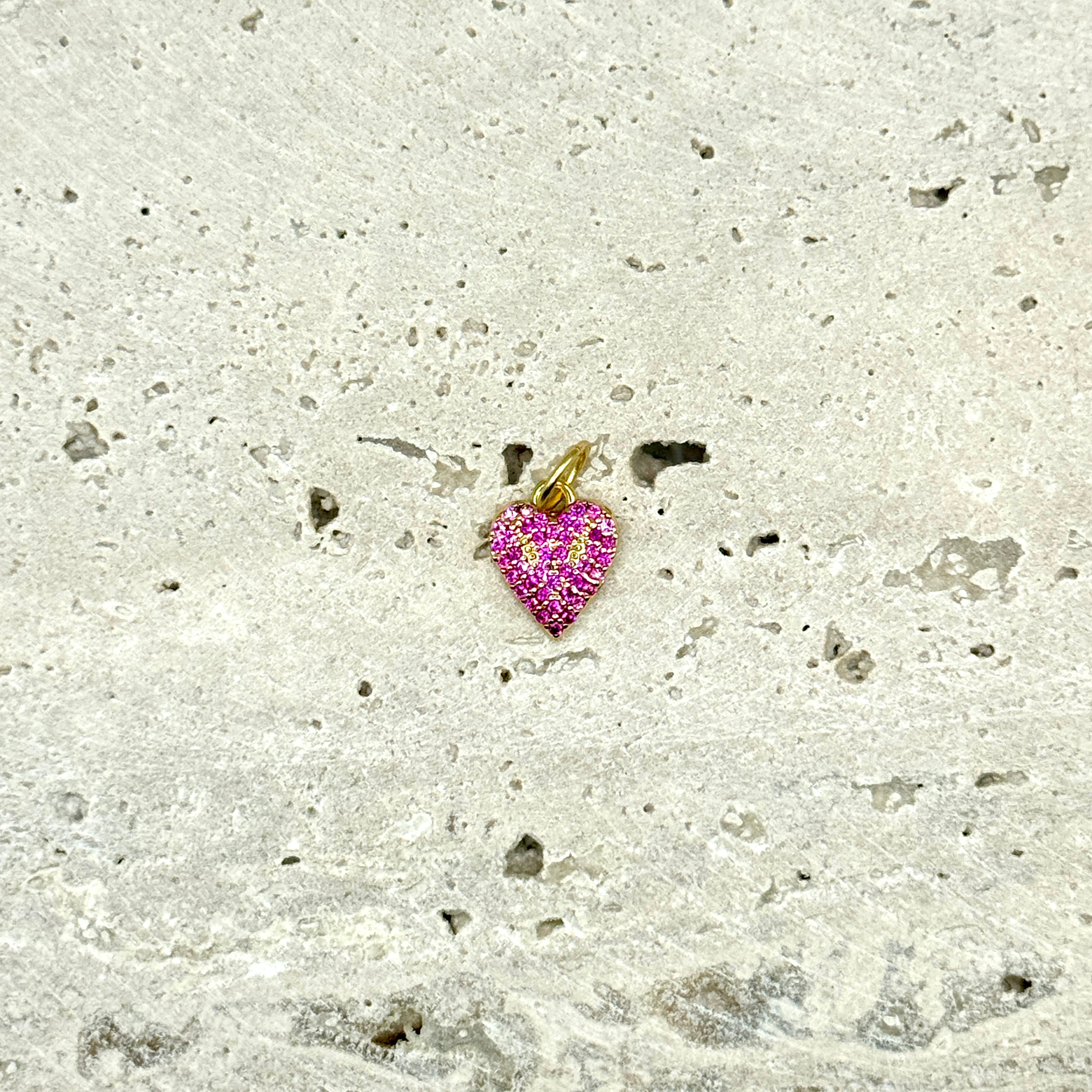CHARM COEUR STRASS ROSE