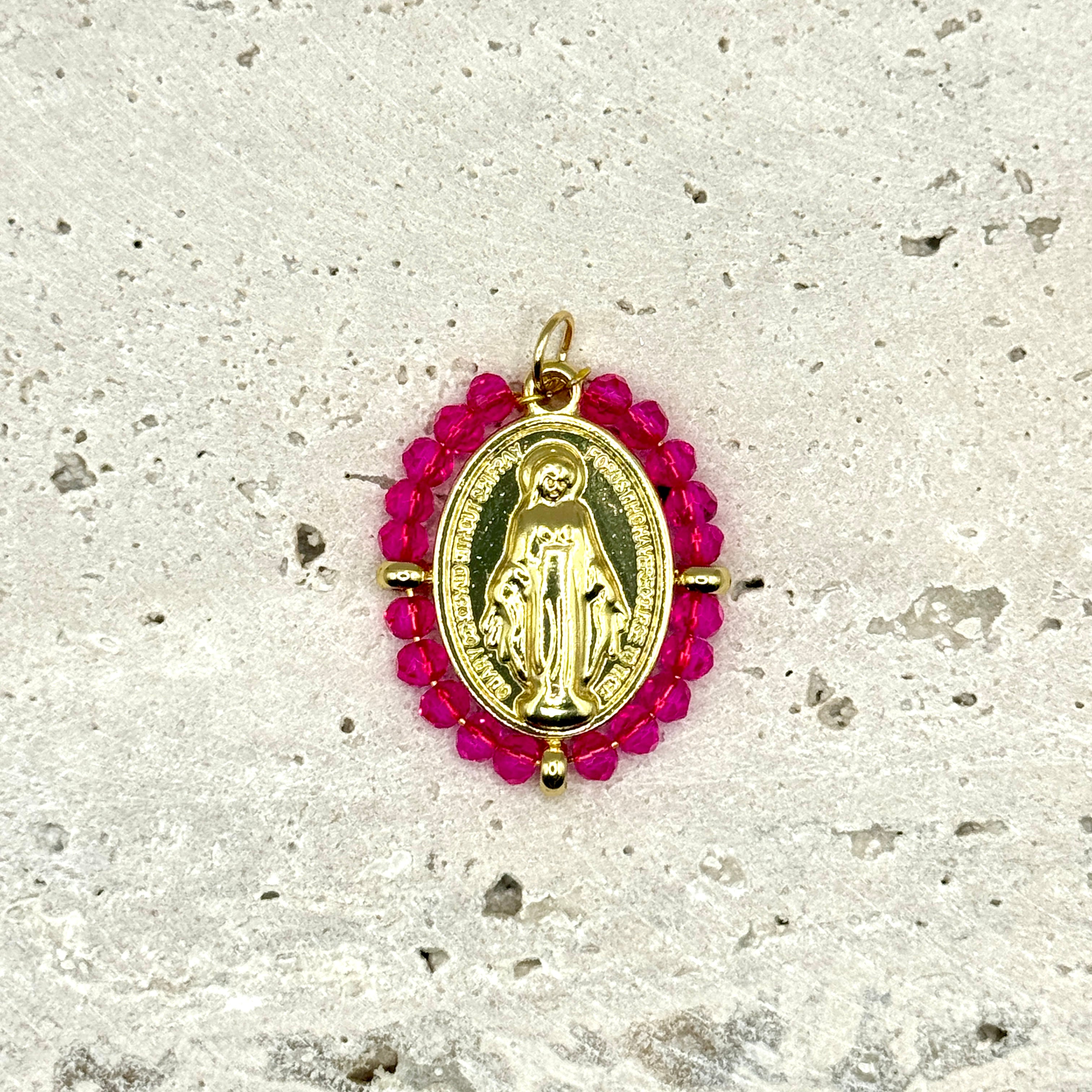 CHARM MÉDAILLE VIERGE MARIE ROSE