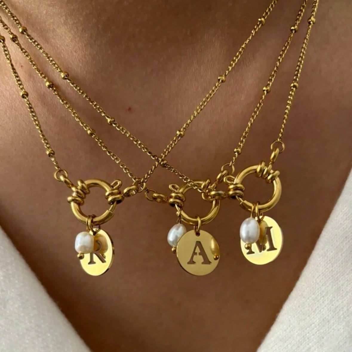 CAMILLE I Collier Charms Initiale Perlé