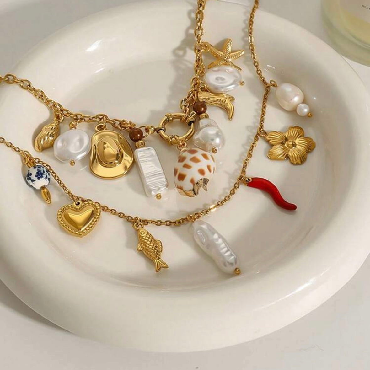 LOU I Collier Charms Perlés
