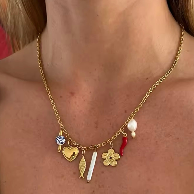 LOU I Collier Charms Perlés