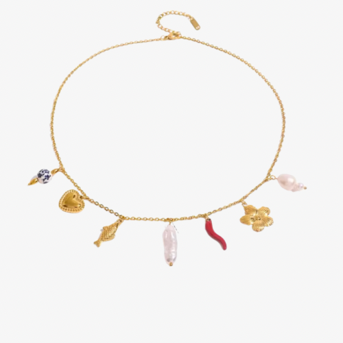 LOU I Collier Charms Perlés